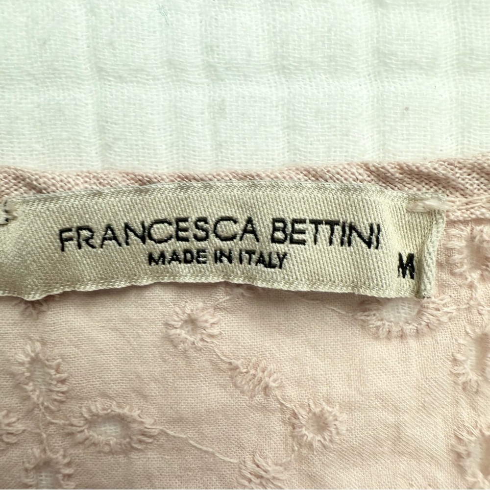Francesca Bettini 100% linen light pink sleeveless ruffle eyelet top sz Medium - Picture 4 of 11